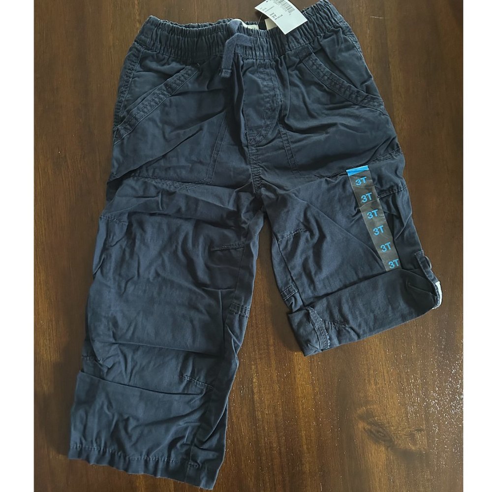 3T BOYS Navy Blue Khaki Pants/Roll-up Shorts, NEW, THE CHILDREN'S PLACE